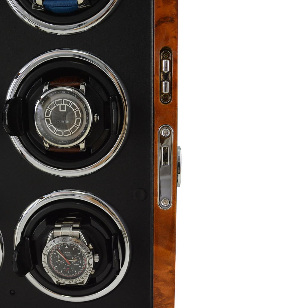 9 watch winder interior detail showing winding positions and standard hardware lock
