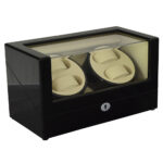 Automatic watch winder with black glossy case and acrylic display window