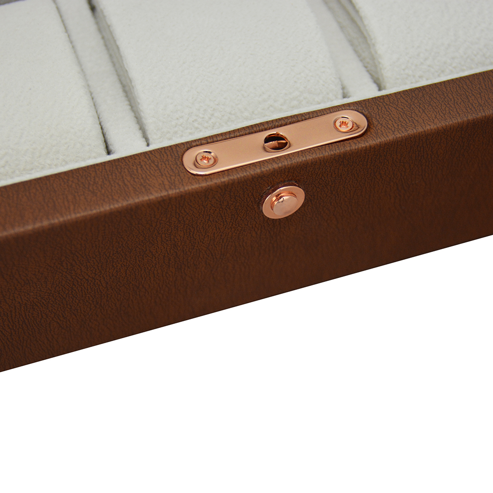Brown PU leather watch box with clean rectangular storage design