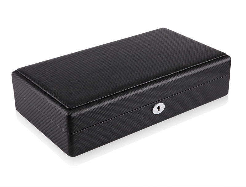 Carbon fiber watch case close detail showing textured exterior finish