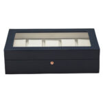 10 slot watch storage case with tempered glass display window and PU leather exterior