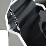 White watch winder hinge detail with acrylic display cover