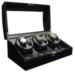 6 watch winder box with tempered glass display window and storage compartments