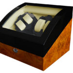 4 watch winder and storage box with black zebra stripe finish and premium design
