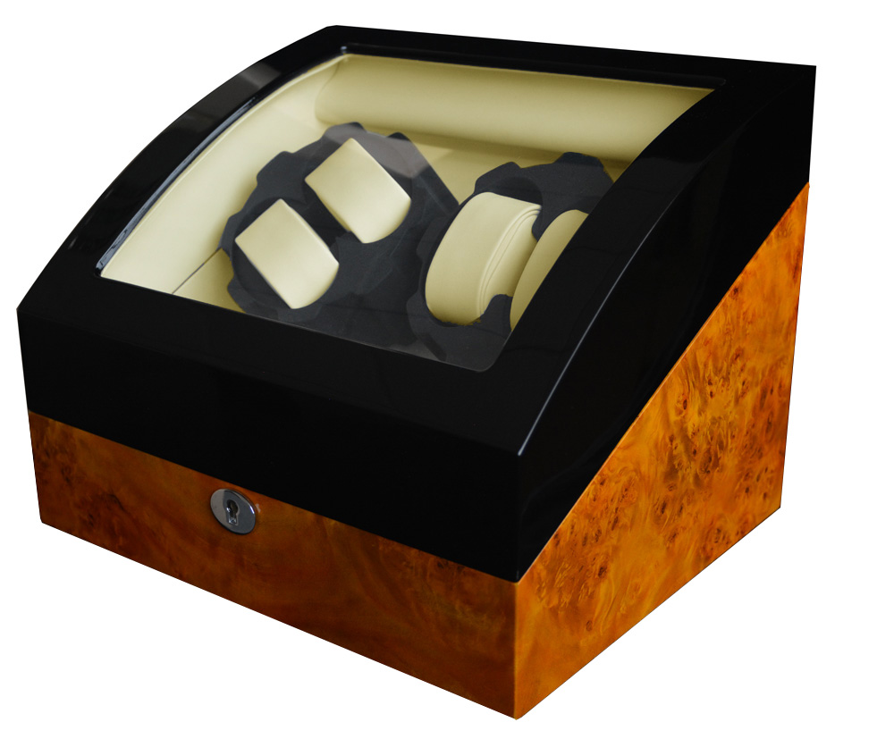 4 watch winder and storage box with black zebra stripe finish and premium design