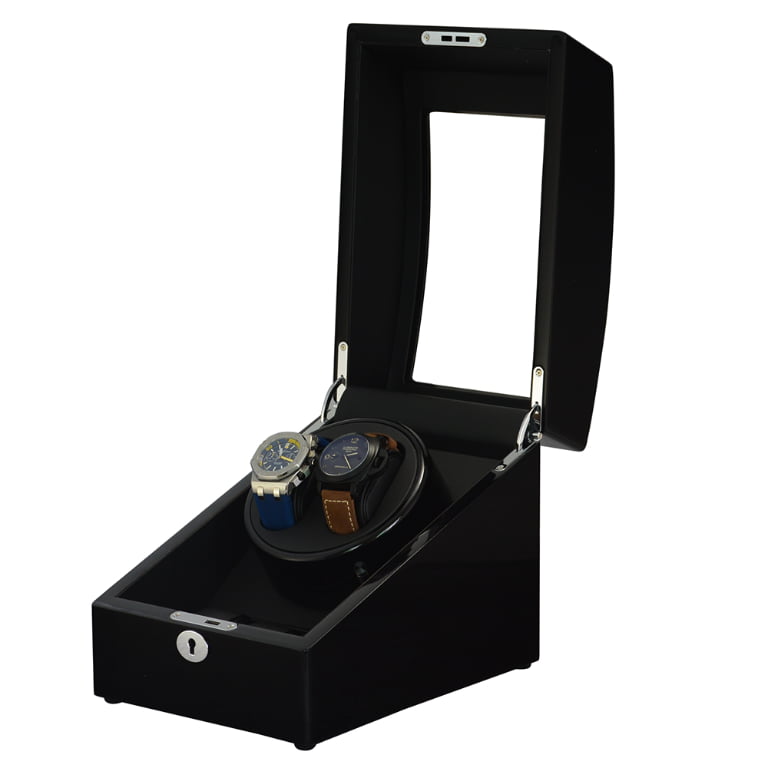 Black Watch Winder with PU Leather Interior and 5 Watch Positions