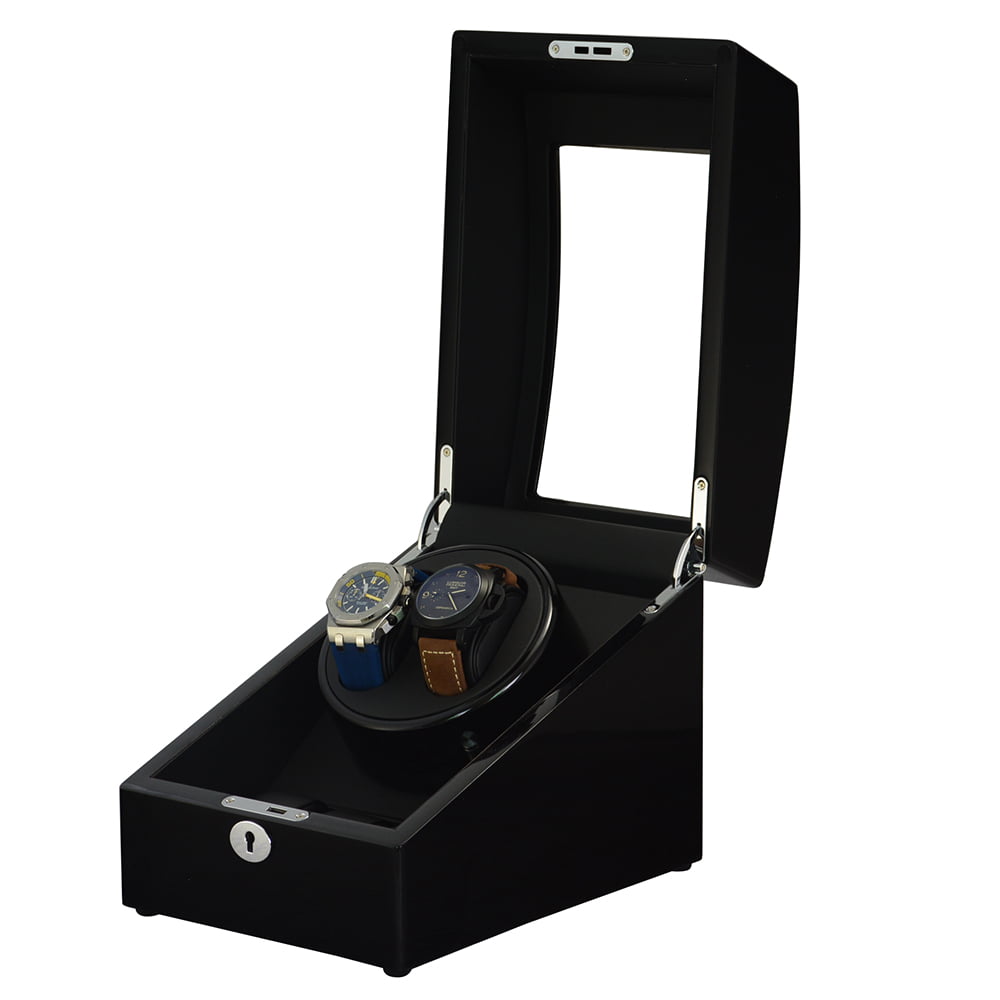 Black watch winder box with premium lacquer finish and luxury display design