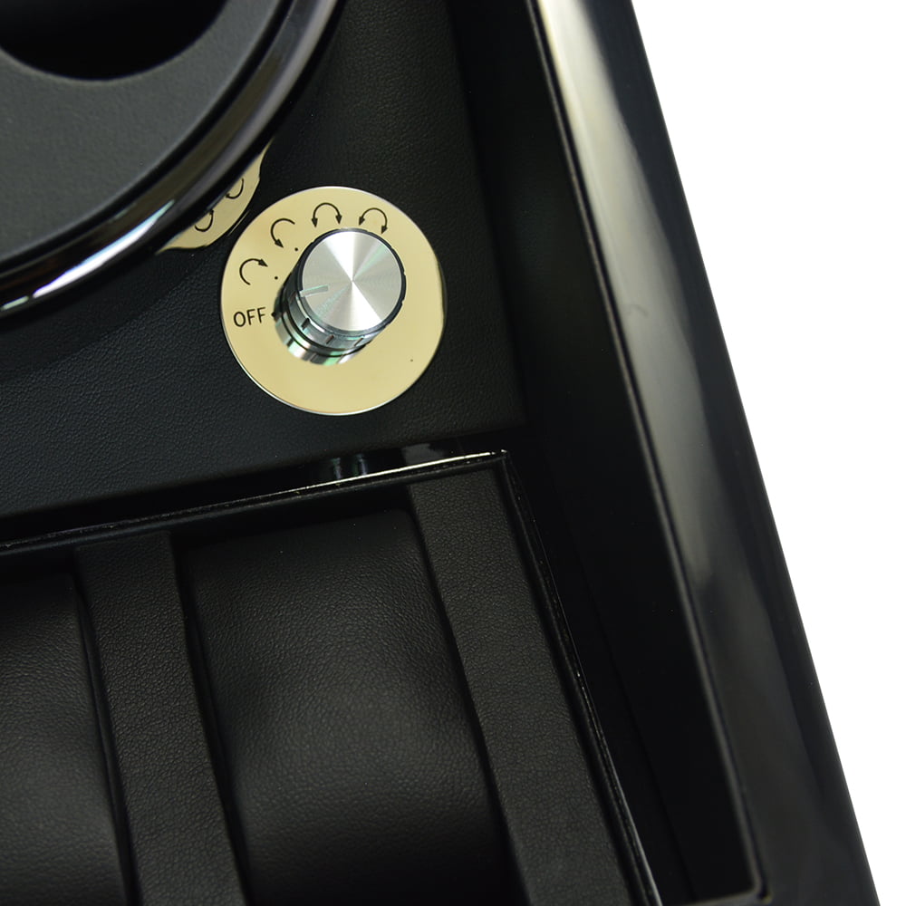 Black watch winder control knob for automatic winding adjustment