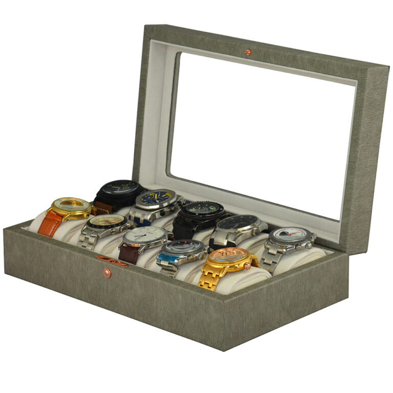 Grey Leather Watch Presentation Box for Watch Collector