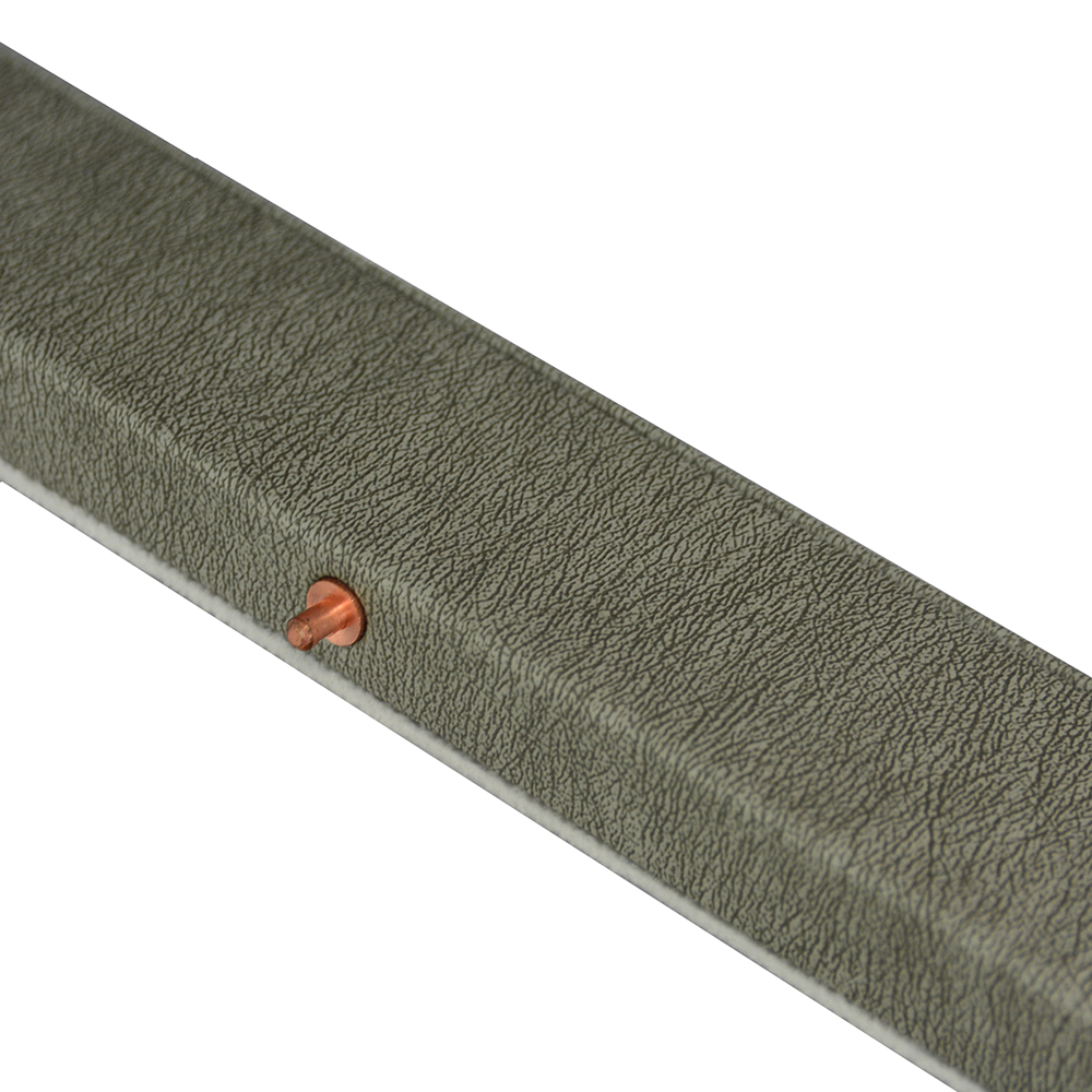 Grey leather watch organizer with acrylic window and beige velvet interior
