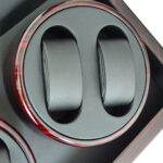 Double watch winder box cushion detail with PU leather wrapped interior