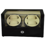 Watch winder cushion and interior close-up with beige finish