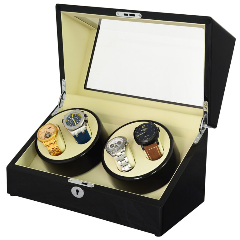 2 Slots Top Watch Winder with Black High Gloosy Lacquer