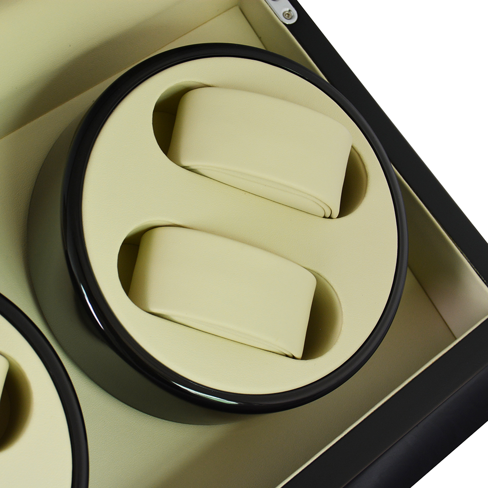 Watch winder beige interior with PU leather-wrapped MDF finish