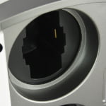 Close-up of black winding module inside double watch winder with matte-painted molded plastic interior