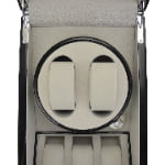 Watch storage and winder box showing winding positions and storage compartments