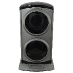 Grey double watch winder with two vertically arranged glass display windows