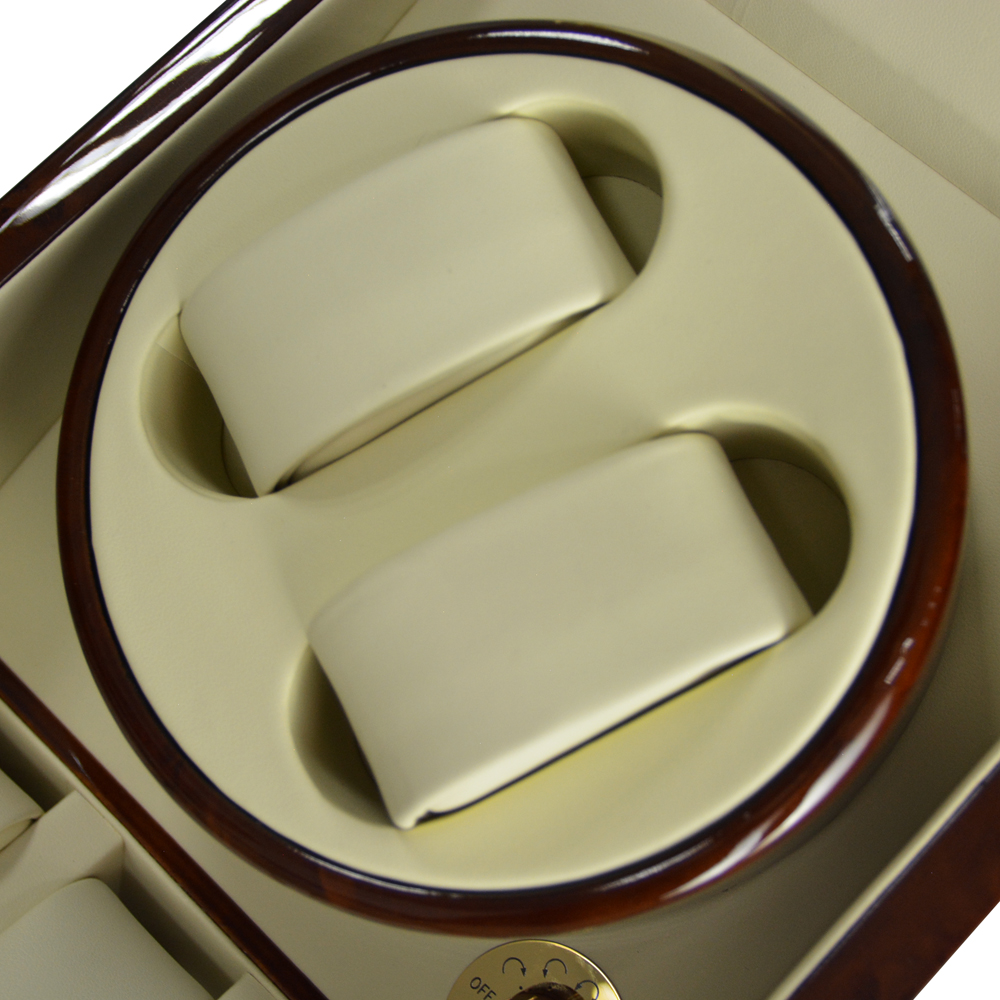Watch winder display box with winding cushions and organized watch storage positions