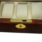 Watch winder display box interior detail with 3 watch components