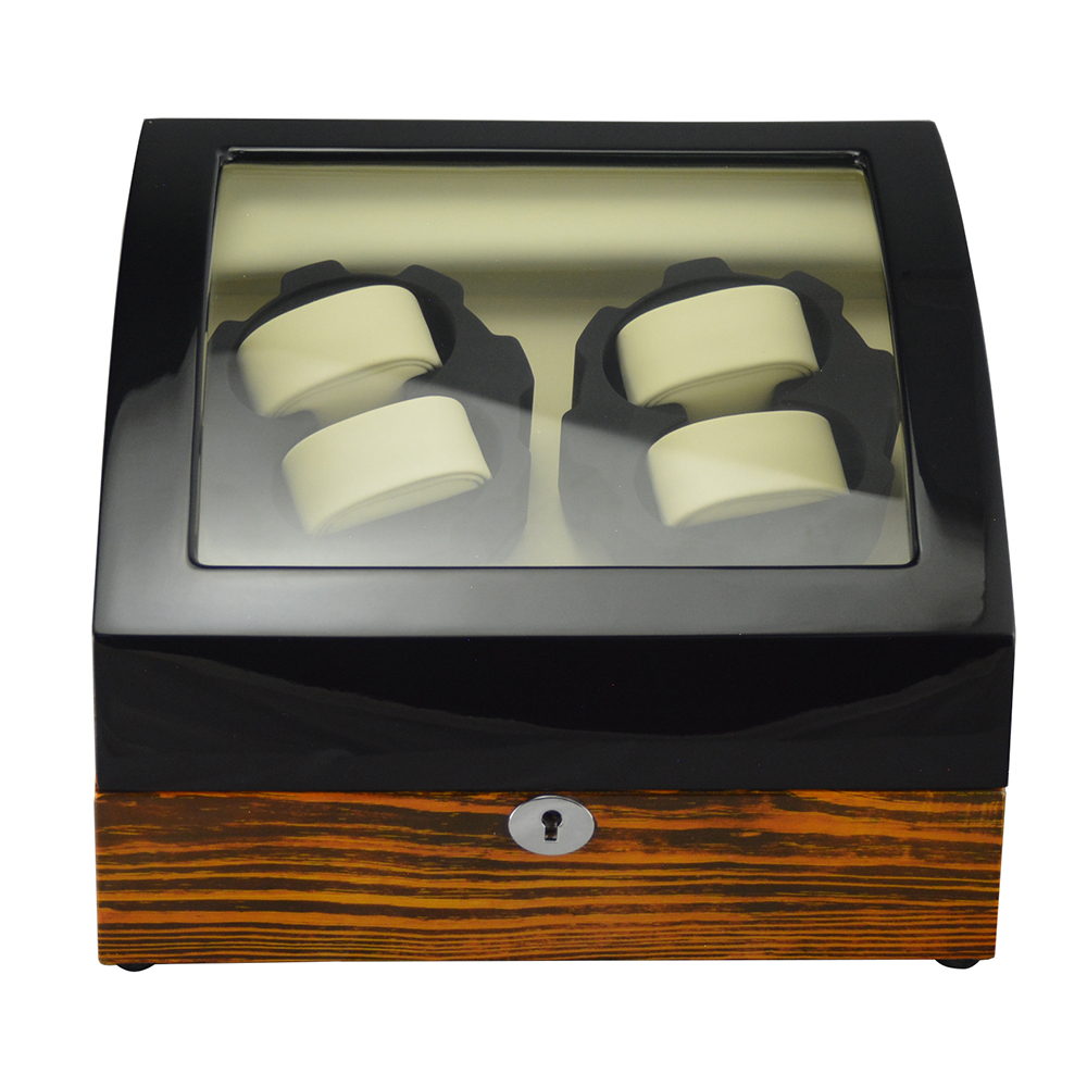 Wholesale luxury watch display box with zebra grain exterior and glass window