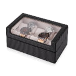 Carbon fiber watch box front view with transparent display window