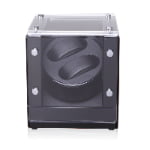 Black watch winder with acrylic display window and watch cushions