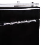 Black watch winder lid hinge detail with glossy exterior finish