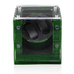 Green lacquered watch winder with acrylic display window