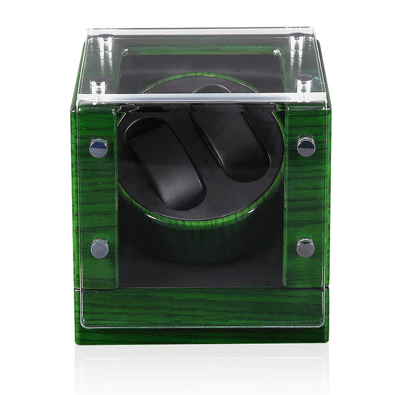 Green lacquered watch winder with acrylic display window