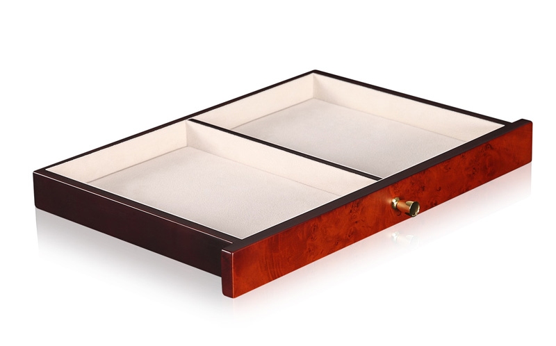 Wooden jewelry box pull-out drawer tray with storage compartments