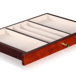 Wooden jewelry organizer drawer with divided storage space