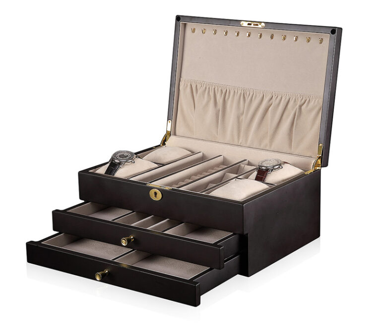 Matte Black Lacquer Jewelry Organizer Box
