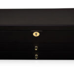 Black jewelry organizer box closed with matte lacquer exterior
