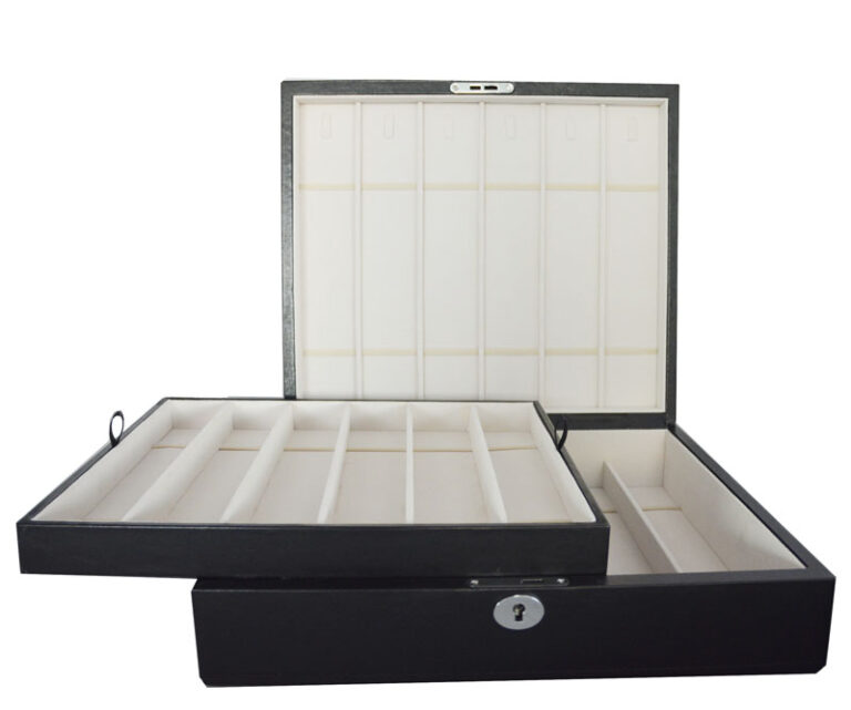 Double Layer Leather Watch Band Organizer Box with 18 Slots