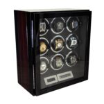 9 watch winder with high-gloss ebony side finish, tempered glass door and touchscreen controls