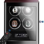 4 watch winder with fingerprint lock, remote control and tempered glass display