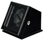Black wood veneered automatic watch winder safe product view