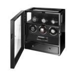 Touch screen watch winder open view with PU leather interior