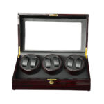 OEM watch storage winder with tempered glass display window and storage compartments