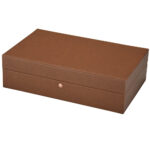 Watch gift box with brown leather exterior and ten watch compartments
