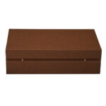 Leather watch box with hinged lid and structured storage interior