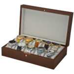 Watch box with velvet pillows for organized watch storage
