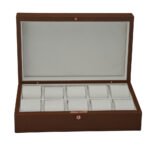 10 watch leatherette storage case with multiple watch compartments