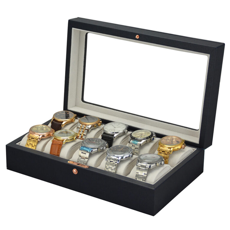 Deep Blue 10 Slots Watch Collection Storage Case with PU Leather Finish