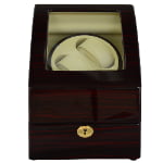 Custom watch winder with ebony glossy exterior and tempered glass display window