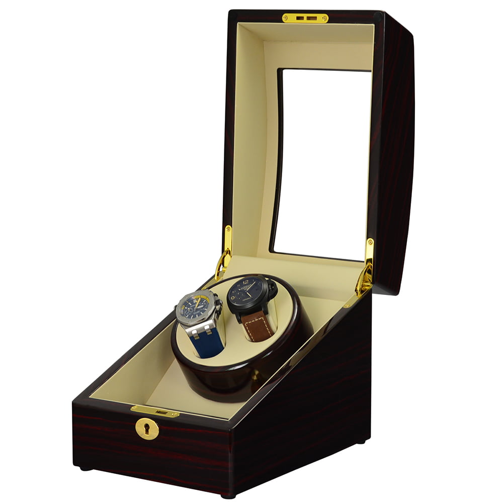 Custom watch winder with two winding positions and three storage compartments