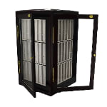 Wooden watch strap display cabinet with acrylic windows and organized strap compartments