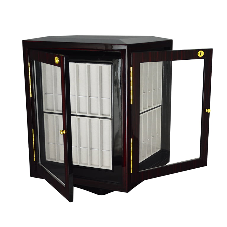 Ebony Finish 48-Slot Watch Strap Cabinet with 13 Drawers