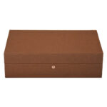 10 watch display box with brown exterior and beige interior for presentation