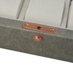 Hinged watch collection storage case with structured leather exterior